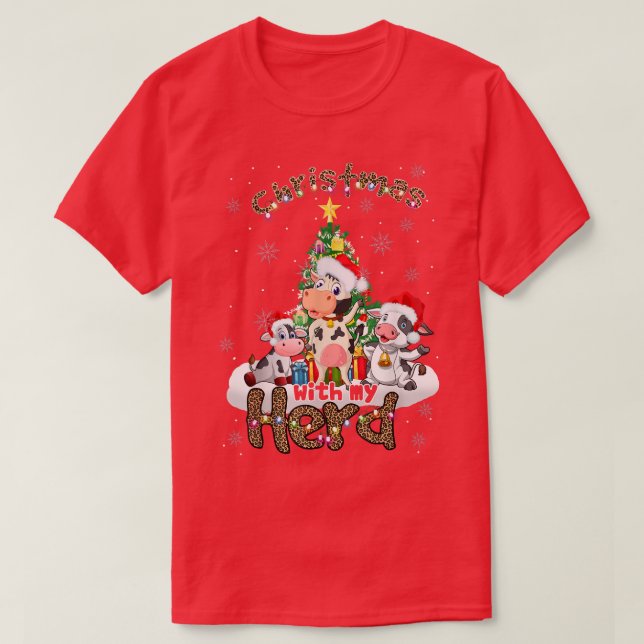 Jul med min Herd Cow Cattle Farmer Funny Leo T Shirt (Design framsida)