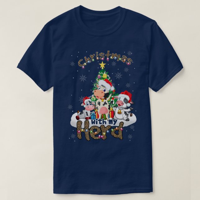 Jul med min Herd Cow Cattle Farmer Funny Leo T Shirt (Design framsida)