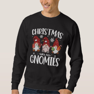 Jul med mina Gnomes Buffalo Röd Plaid Tomte Lång Ärmad Tröja