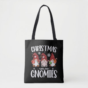 Jul med mina Gnomes Buffalo Röd Plaid Tomte Tygkasse