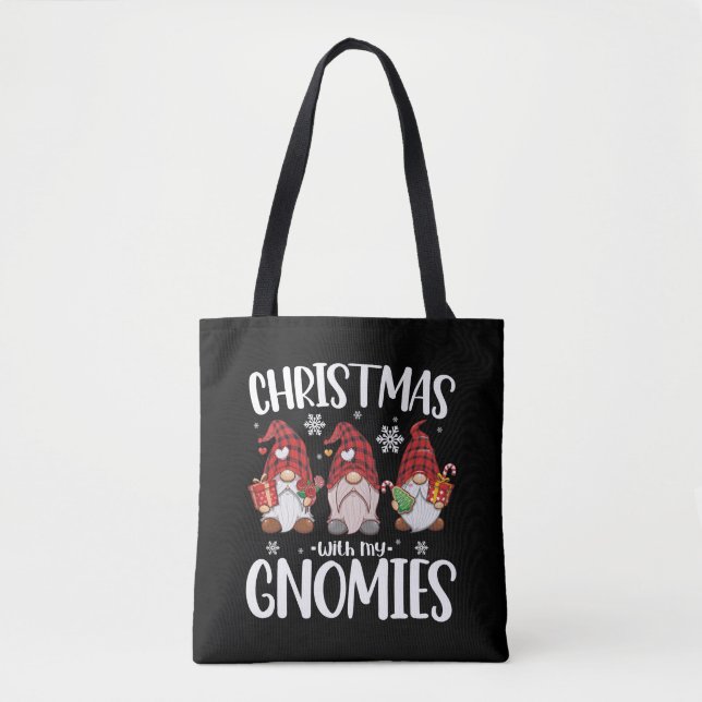 Jul med mina Gnomes Buffalo Röd Plaid Tomte  Tygkasse (Framsida)