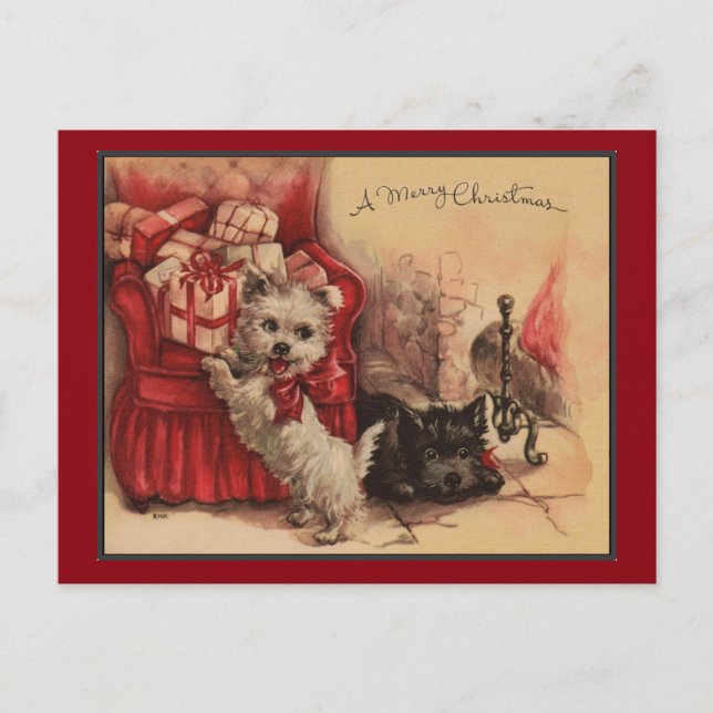 Jul med mina valpar helg vykort (Framsida)