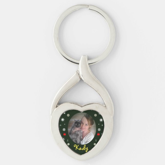 Jul med Pet Keychain by RoseWrites Twisted Heart Silverfärgad Nyckelring (Framsidan)