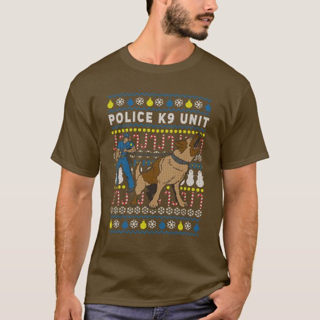 Jul med polis K9-enhet T Shirt (Framsida)