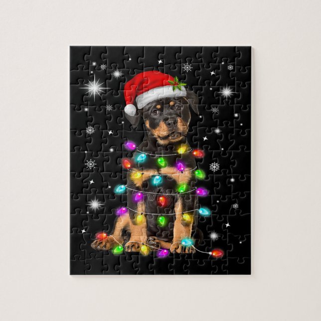 Jul med Rottweiler Hund Pussel (Vertikal)