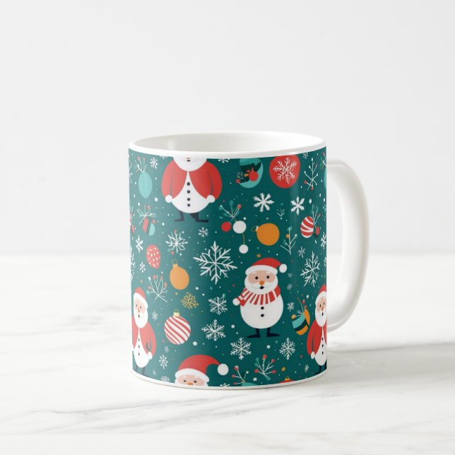 Jul med Santa mönster Kaffemugg (Framsida höger)