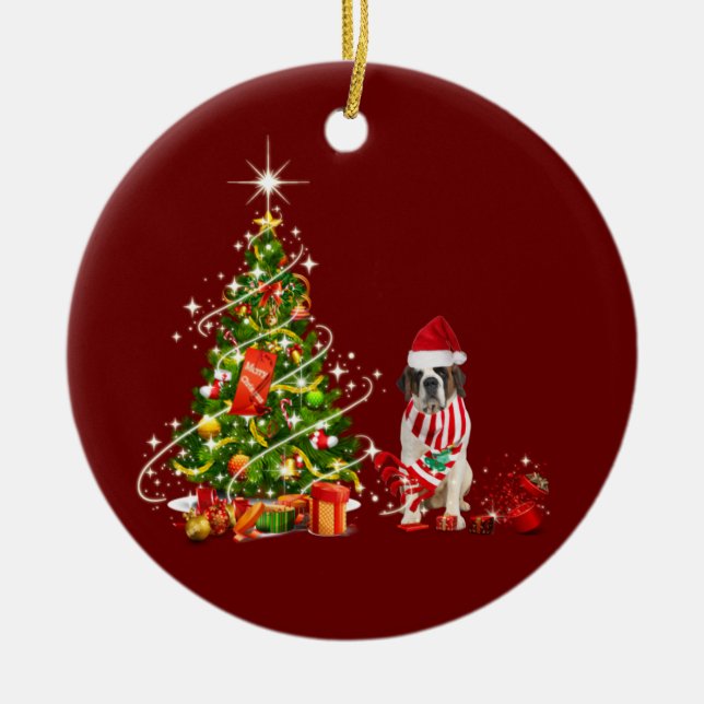 Jul med saxa bernard med den där saft-julen julgransprydnad keramik (Framsidan)