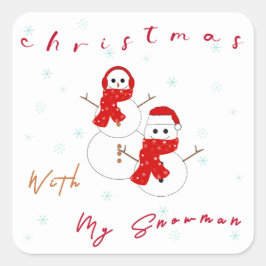 Jul med Snögubbe | Cute-julklapp Fyrkantigt Klistermärke