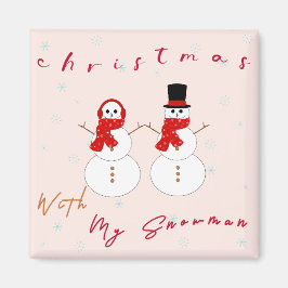 Jul med Snögubbe | Kute Julmagnet Magnet