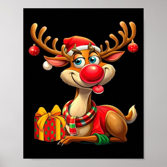 Jul med söta renar rolig present Xmas Long  Poster (Framsidan)