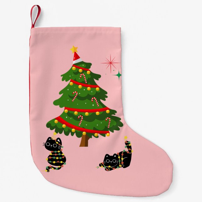Jul med svarta katter liten julstrumpa (Framsidan)