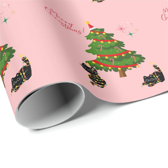 Jul med svarta katter presentpapper (Rullad Hörn)