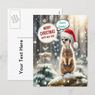 jul Meerkat Winter Wonderland Santa Helg Vykort