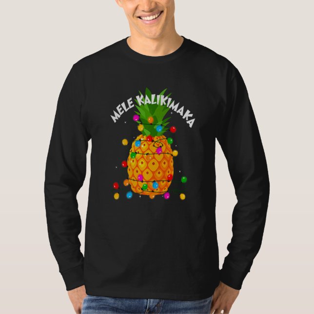 Jul Mele Kalikimaka Pineapple Hawaii Julafton L T Shirt (Framsida)