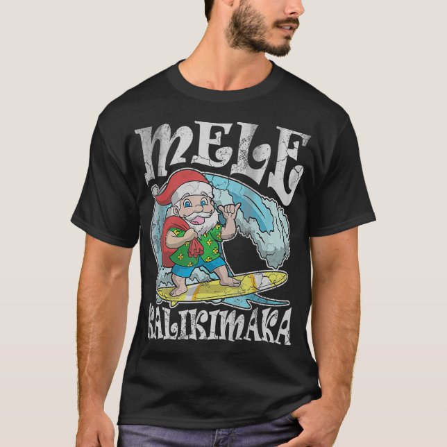 jul Mele Kalikimaka Santa Hawaii T  T Shirt (Framsida)