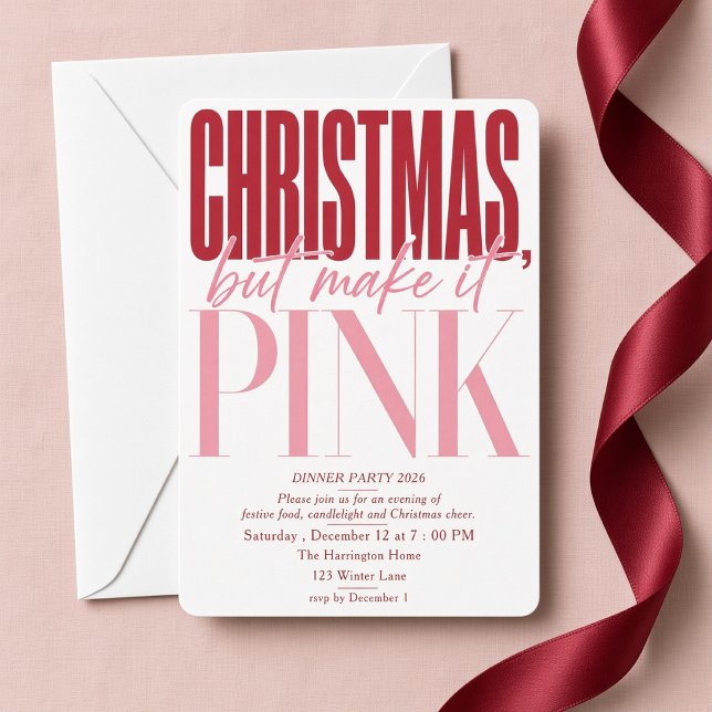 Jul men gör det rosa middagsfest inbjudningar (Skapare uppladdad)