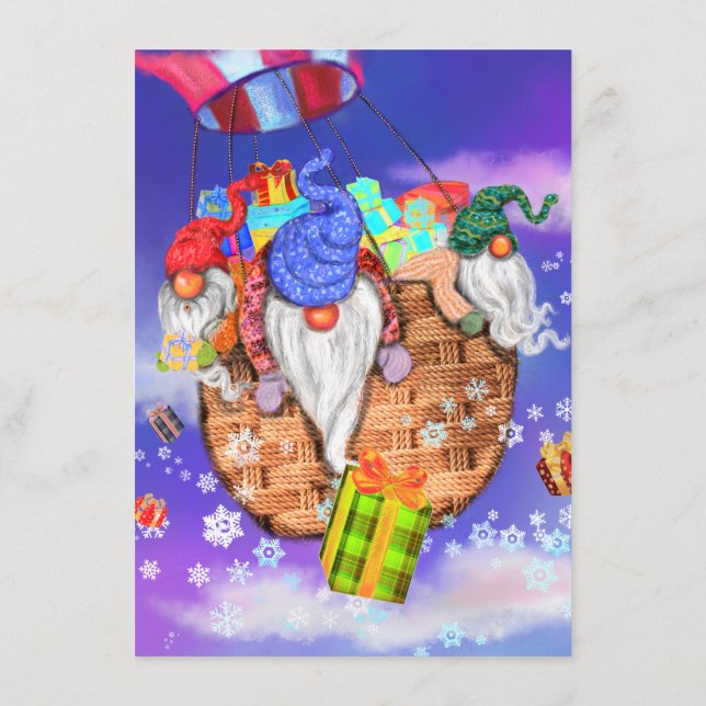 Jul Menu Gnomes eith Balloon Ge Gifts Meny (Baksida)