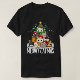 Jul Meowig Kattmas Träd Xmas Katt T Shirt