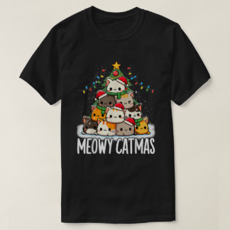 Jul Meowig Kattmas Träd Xmas Katt T Shirt