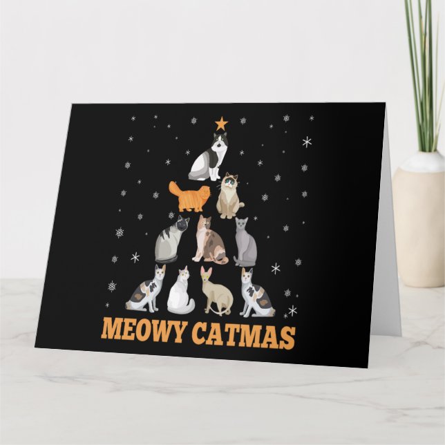Jul Meowy Catmas Högtidlig Kattälskare Present Kort (Framsida)