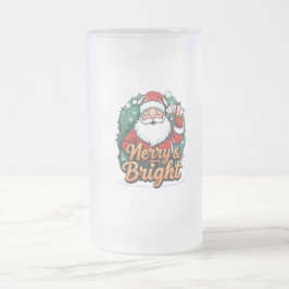 Jul - "Merry & Bright Santa" Frostat Ölglas