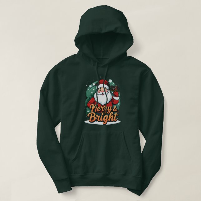 Jul - "Merry & Bright Santa" Hoodie (Design framsida)