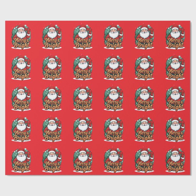 Jul - "Merry & Bright Santa" Presentpapper (Platt)