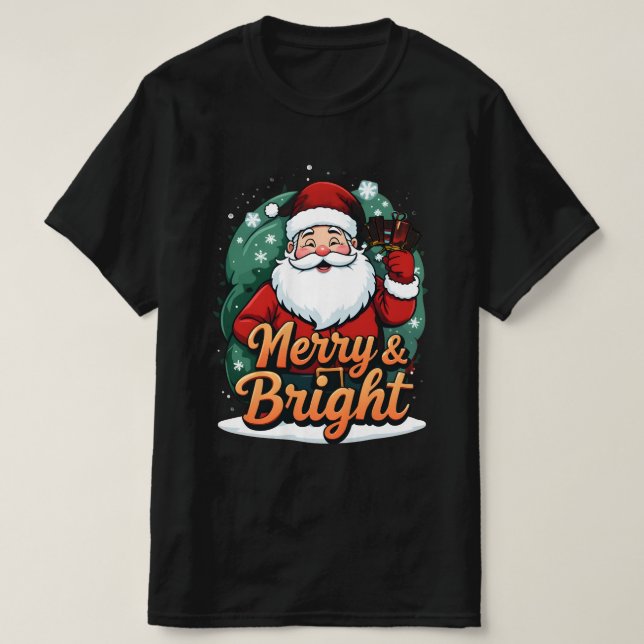 Jul - "Merry & Bright Santa" T Shirt (Design framsida)
