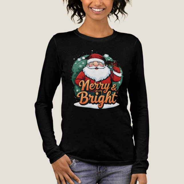 Jul - "Merry & Bright Santa" T Shirt (Framsida)