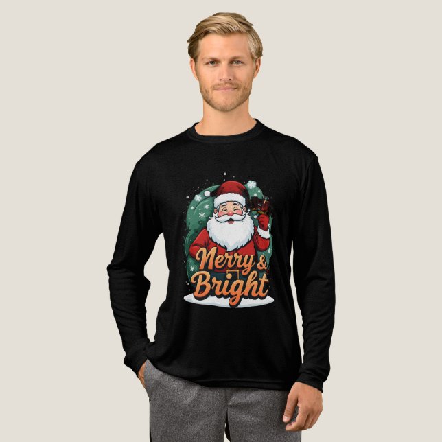 Jul - "Merry & Bright Santa" T Shirt (Hel framsida)