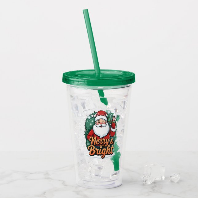 Jul - "Merry & Bright Santa" Take Away Mugg (Framsida Ice)