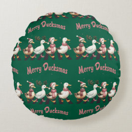 Jul Merry Ducksmas Round Pillow Rund Kudde