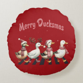 Jul Merry Ducksmas Round Pillow Rund Kudde