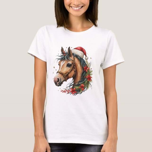 Jul Merry Horsemas jul Horse T Shirt (Framsida)