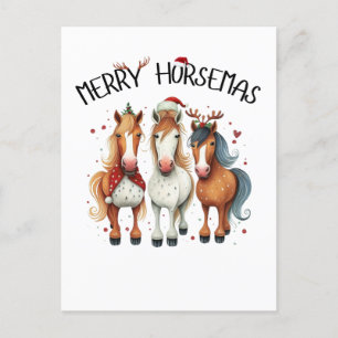 Jul Merry Horsemas jul Horse Vykort