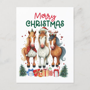 Jul Merry Horsemas jul Horse Vykort