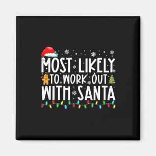 Jul mest sannolikt att träna med Santa familj jul Magnet
