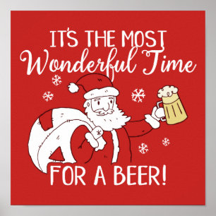 Jul mest underbara Time för en öl Santa Poster