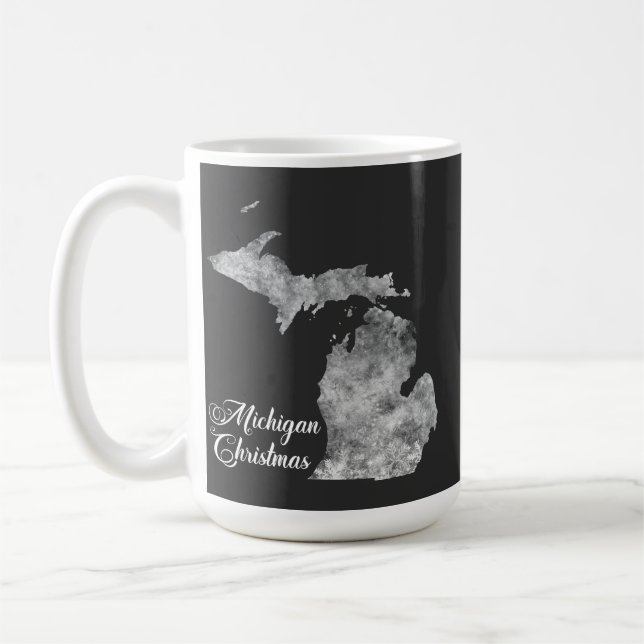 Jul Michiganstaten Karta Snöflingor Kaffemugg (Vänster)