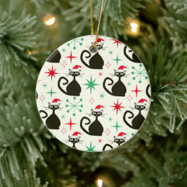 Jul Mid Century Retro Atomkatten Julgransprydnad Keramik