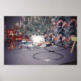 Jul Mid-hundradets Träd och Vintage Leksaker Poster