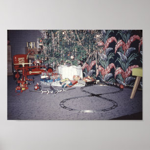 Jul Mid-hundradets Träd och Vintage Leksaker Poster