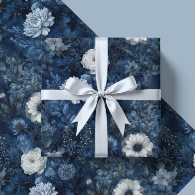 Jul Midnattsblå och vit vinterpresent  Presentpapper (Skapare uppladdad)