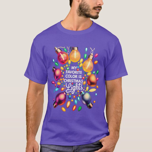 Jul Min favoritfärg är julbelysning Tomte f T Shirt (Framsida)