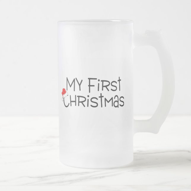 Jul min första jul (den Santa hatten) Frostat Ölglas (Höger)