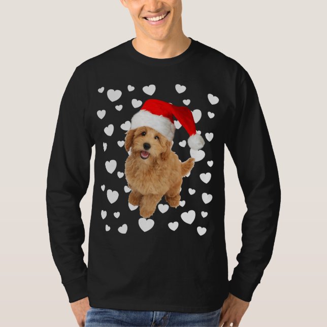 Jul Mini Golden Doodle Santa Hat Helgdagar Do T Shirt (Framsida)