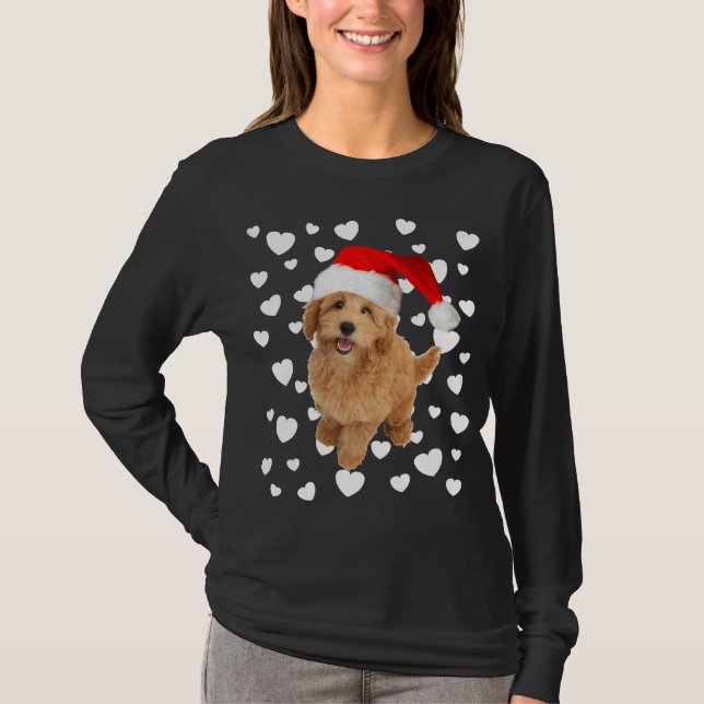 Jul Mini Golden Doodle Santa Hat Helgdagar Do T Shirt (Framsida)