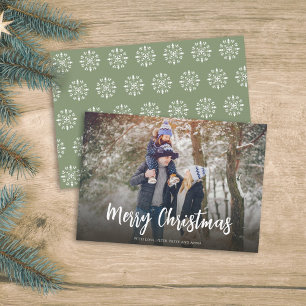 Jul - minimal Grönt Cute Script 1 Photo Winter Julkort