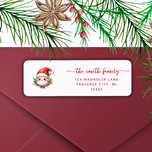 Jul minimalist tomte returadress etiketter (Skapare uppladdad)