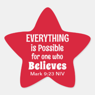 jul Miracle Bible Verse Christian Faith Red Stjärnformat Klistermärke